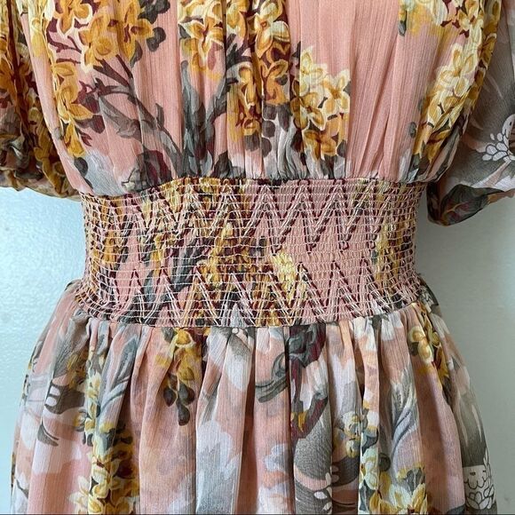 Anthropologie Not So Serious Pink Amaranth Puff Sleeve mini Dress NWT - Picture 5 of 10